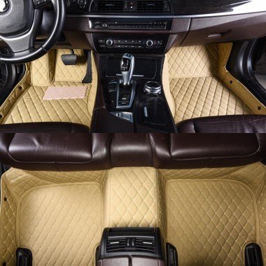 Wholesale Beige Luxury Leather Diamond Car Mats