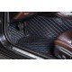 Wholesale Black and Blue Stitching Luxury Leather Diamond Car Mats