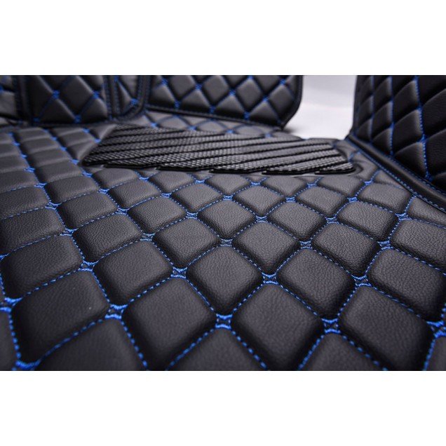 Wholesale Black and Blue Stitching Luxury Leather Diamond Car Mats