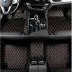 Wholesale Black and Orange Stitching Luxury Leather Diamond Car Mats