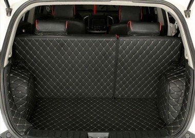 Wholesale Black and Beige Stitching Full Cover Luxury Leather Diamond Trunk Car Mats