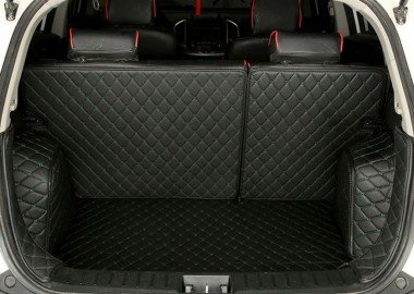 Wholesale Black and Green Stitching Full Cover Luxury Leather Diamond Trunk Car Mats