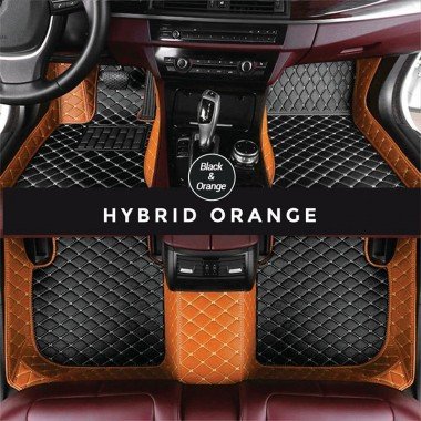 Wholesale Black and Orange Hybrid Mode Premium Diamond Car Mats