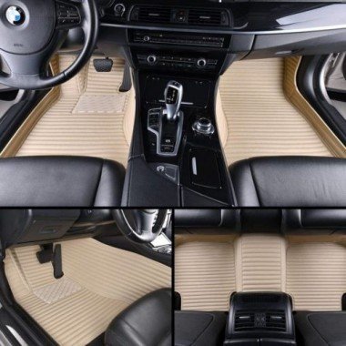 Wholesale Beige Luxury Leather Stripe Car Mats