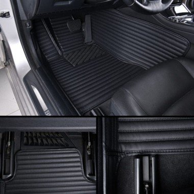 Wholesale Black Luxury Leather Stripe Car Mats