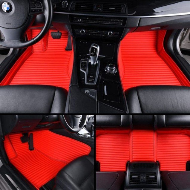 Wholesale Red Luxury Leather Stripe Car Mats