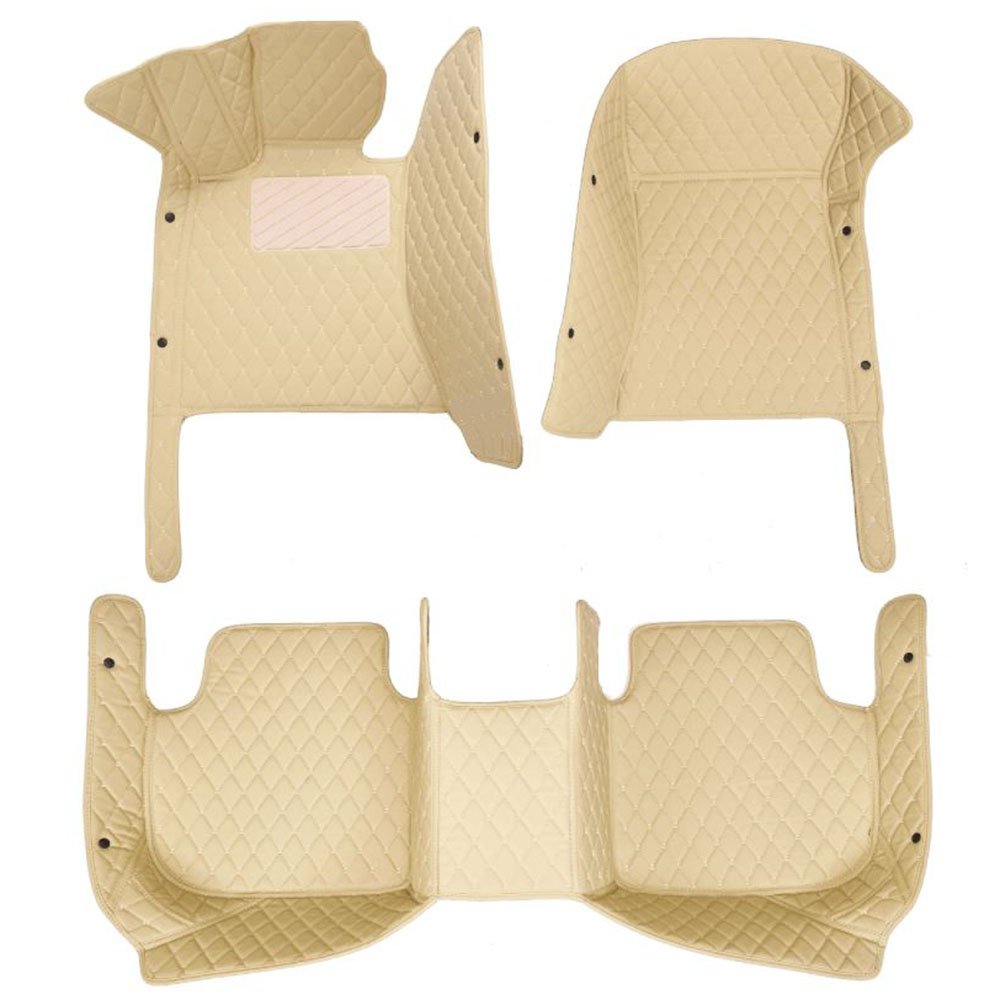 Beige Luxury Leather Diamond Car Mats for Porsche Panamera