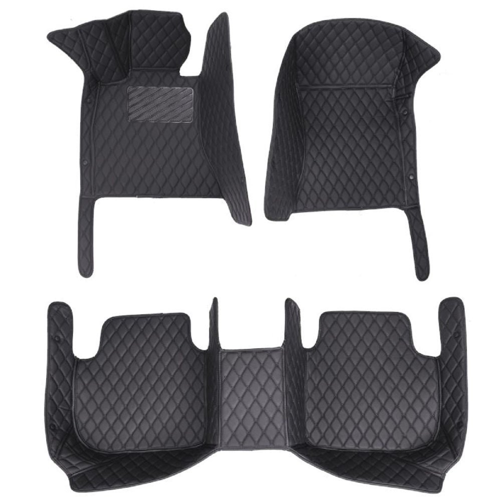 Black and Black Stitching Luxury Leather Diamond Car Mats for Mini Cooper Clubman