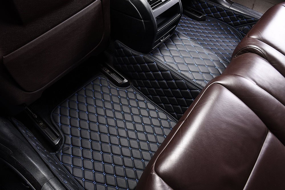 Wholesale Black and Blue Stitching Custom Diamond Car Mats