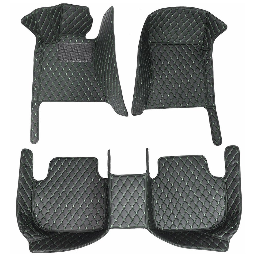 Black and Green Stitching Luxury Leather Diamond Car Mats for Mini Cooper Mini