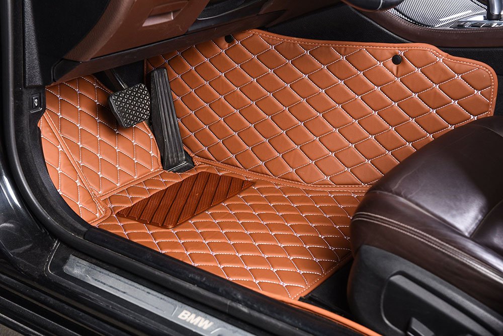 Wholesale Brown Luxury Leather Diamond Car Mats