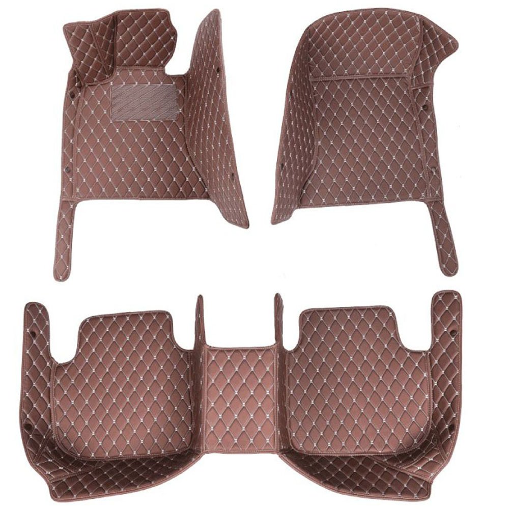 Dark Brown Luxury Leather Diamond Car Mats for Fiat 500