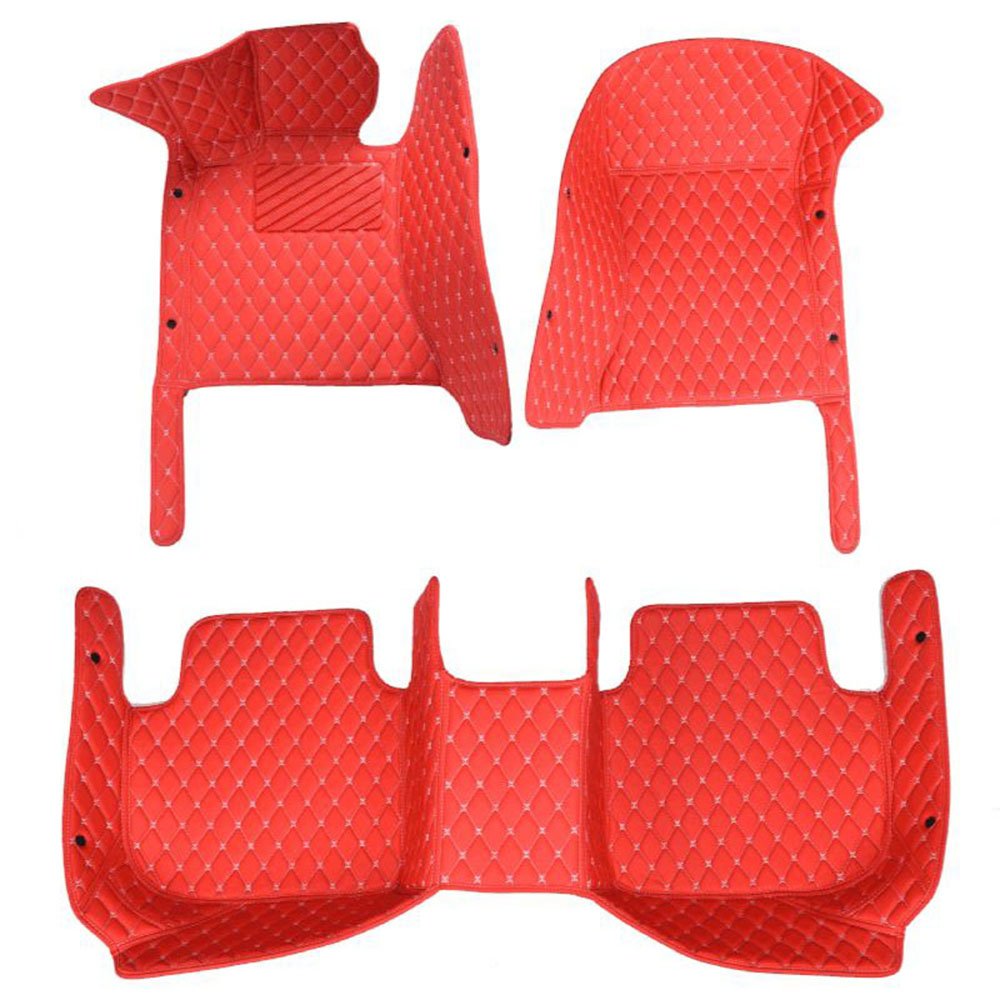 Red Luxury Leather Diamond Car Mats for Ssangyong Actyon