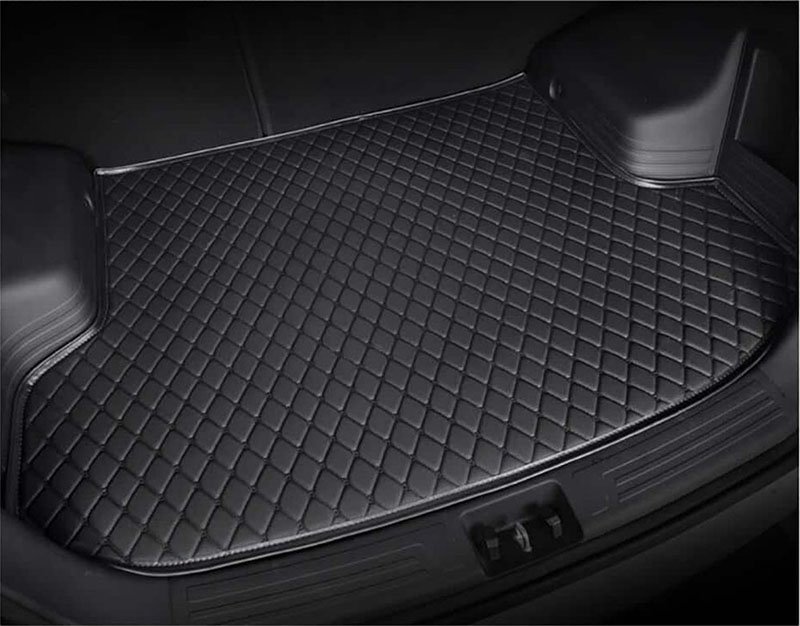 Wholesale Black and Black Stitching Luxury Leather Diamond Trunk Base Mats