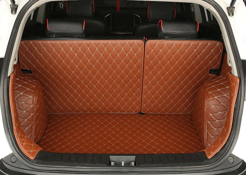 Wholesale Brown Full Cover Luxury Leather Diamond Trunk Car Mats