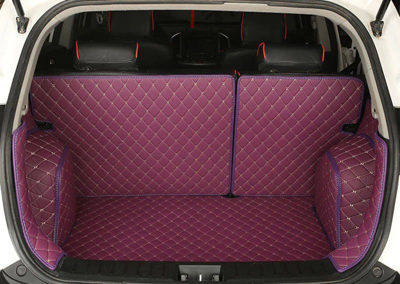 Wholesale Purple Full Cover Luxury Leather Diamond Trunk Car Mats