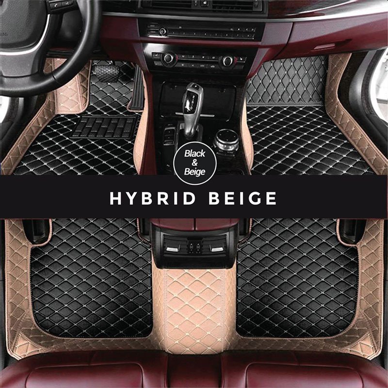 Black and Beige Hybrid Mode Premium Diamond Car Mats for DS4