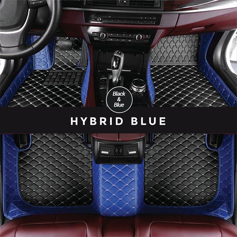 Black and Blue Hybrid Mode Premium Diamond Car Mats for Hyundai Rohens BH330