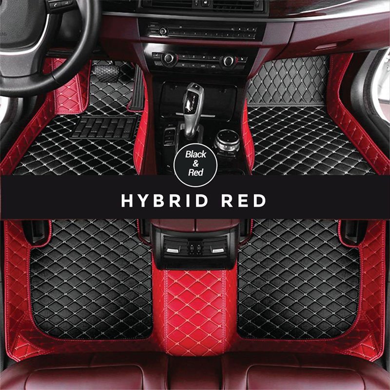 Black and Red Hybrid Mode Premium Diamond Car Mats for Jaguar E-pace