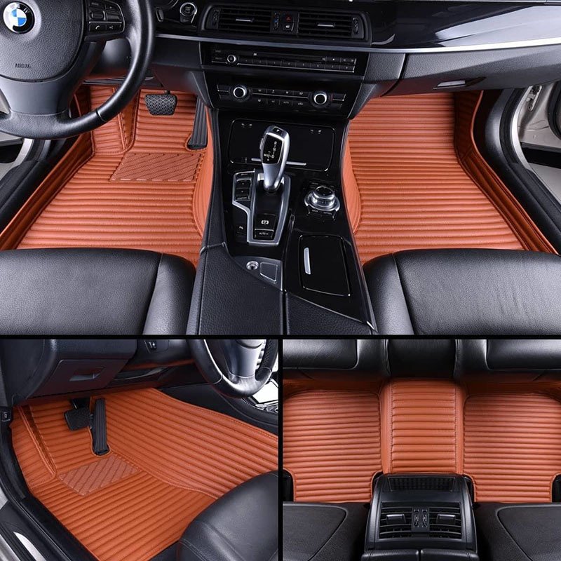 Wholesale Brown Luxury Leather Stripe Car Mats